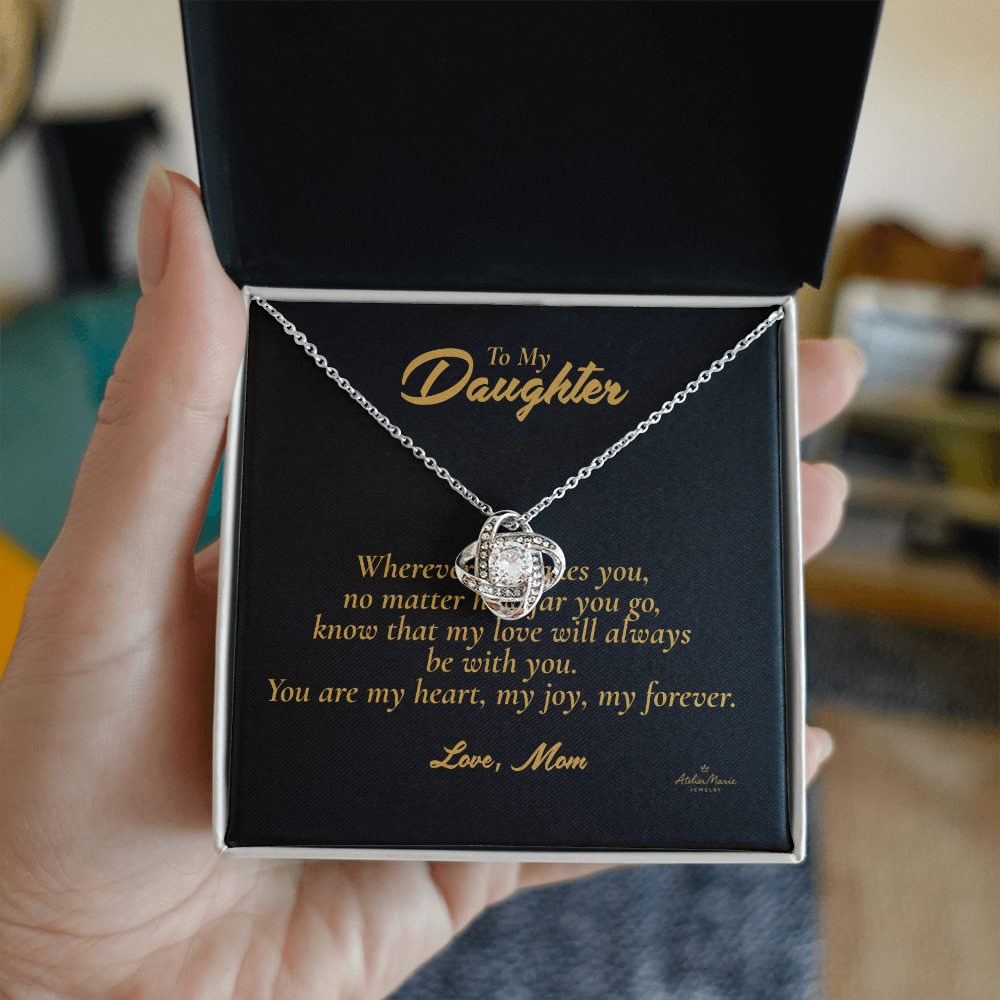 To My Daughter β Love Knot Necklace with Message Card
